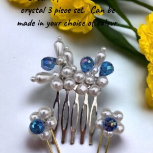 Pearl & crystal 3 piece set. Can be made in choice of colour