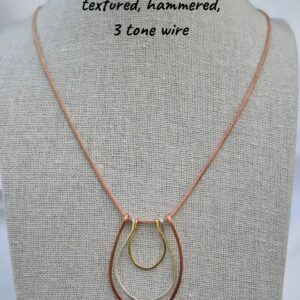 Necklace - Hand shaped and textured, hammered 3 tone wire