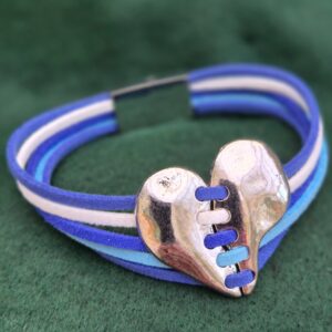 Bracelet - Shades of blue multistrand with silver heart