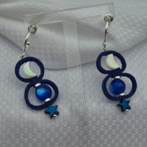 Earrings - Soft suede in rich blue with beads